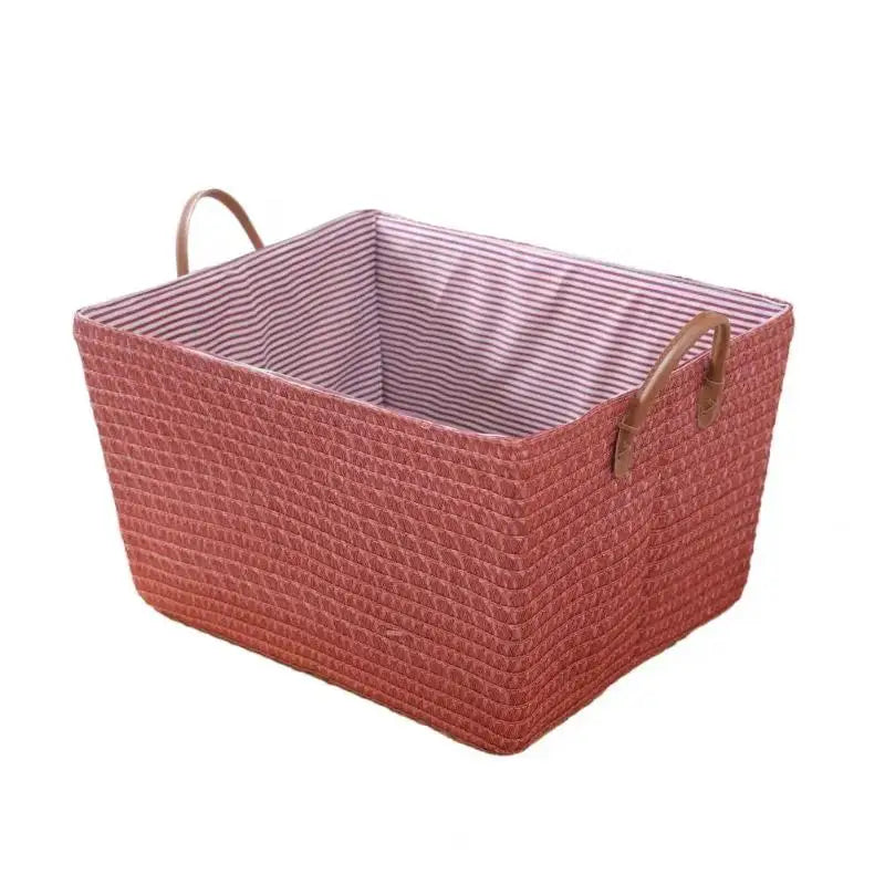 Household Japanese-style Foldable Rattan-like Woven Dirty Clothes Storage Basket Toy Tabletop Straw Basket For Snacks Oasis Select Red