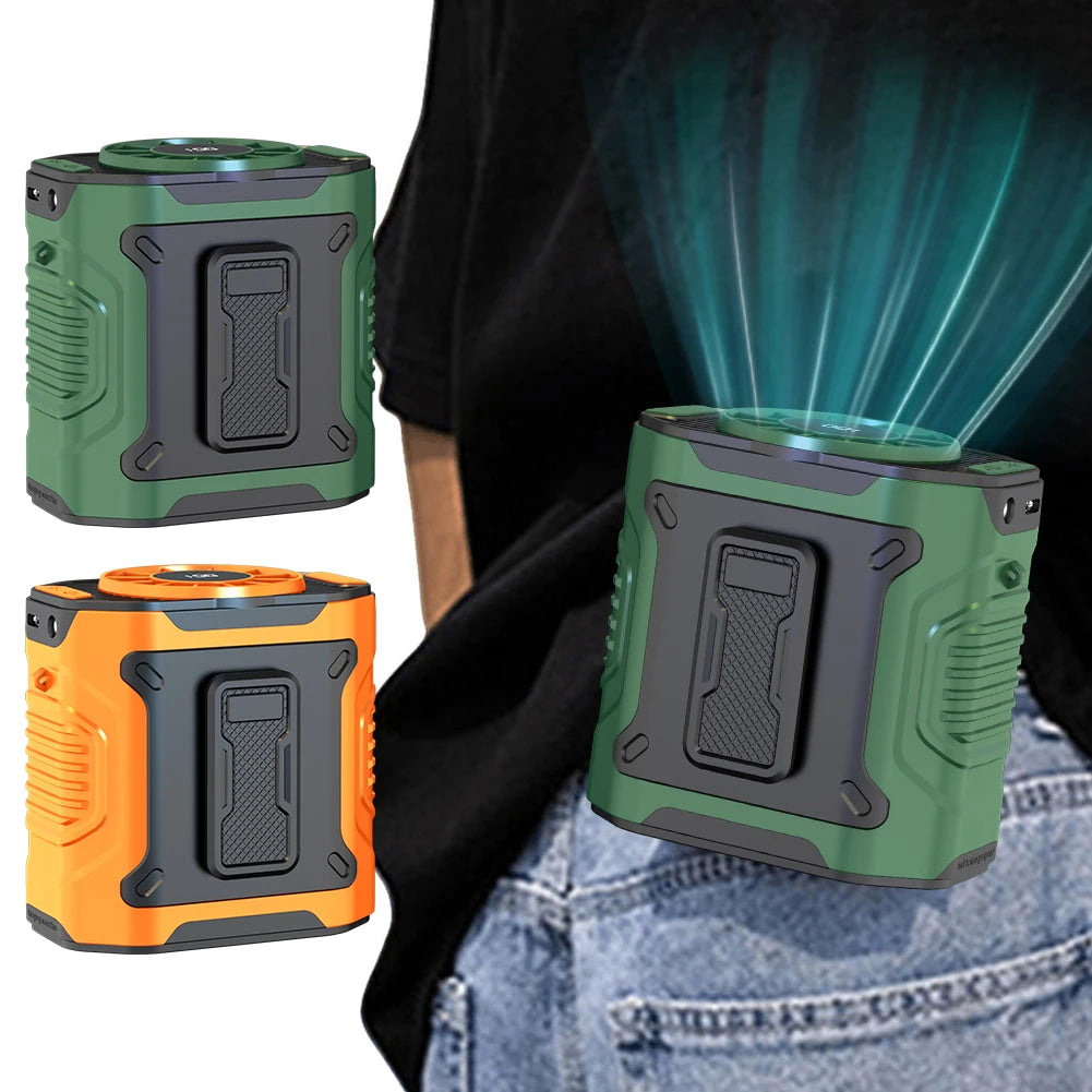 Portable Waist Fan USB Rechargeable Hands-Free Cooling Neck Fan with Flashlight Personal Fan Waist Clip Fan for Outdoor Travel Oasis Select