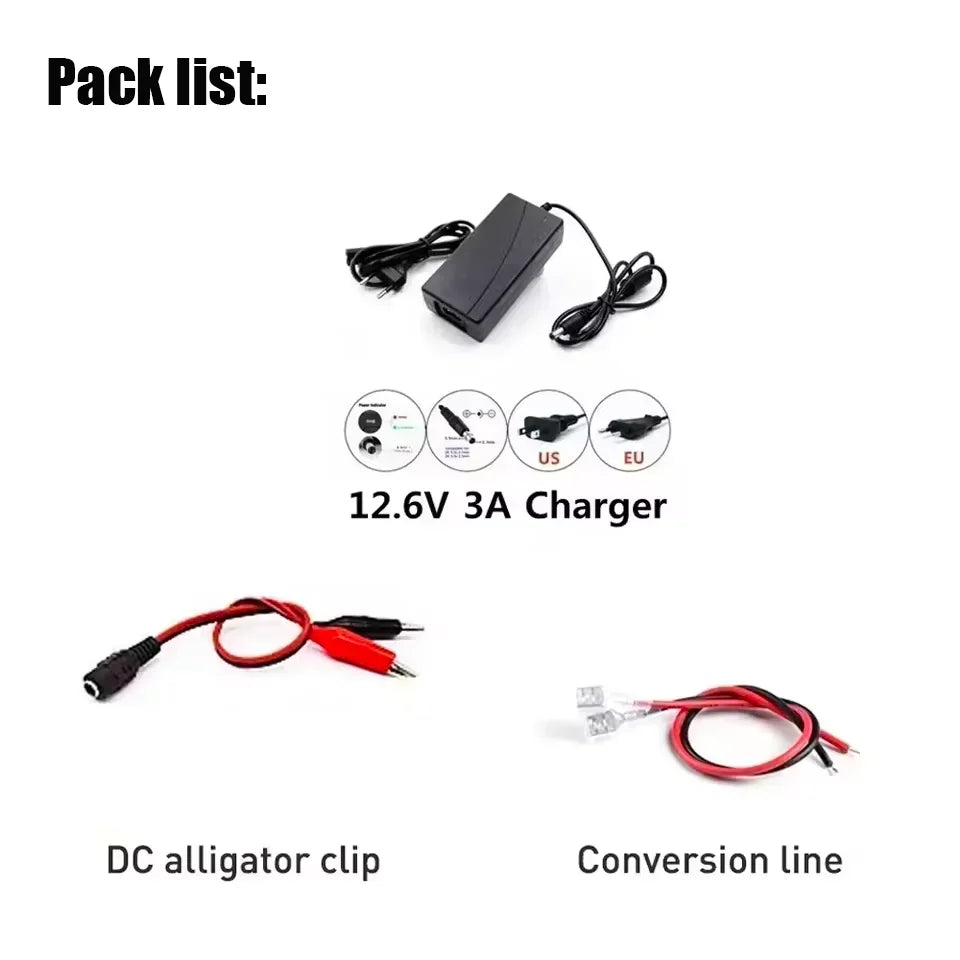 12V Rechargeable Lithium Battery Pack 40Ah, 18650 Battery pack DC Power for Sprayer, Portable Speaker, Outdoor Camping,Toy Cars Oasis Select 12.6v Charger only