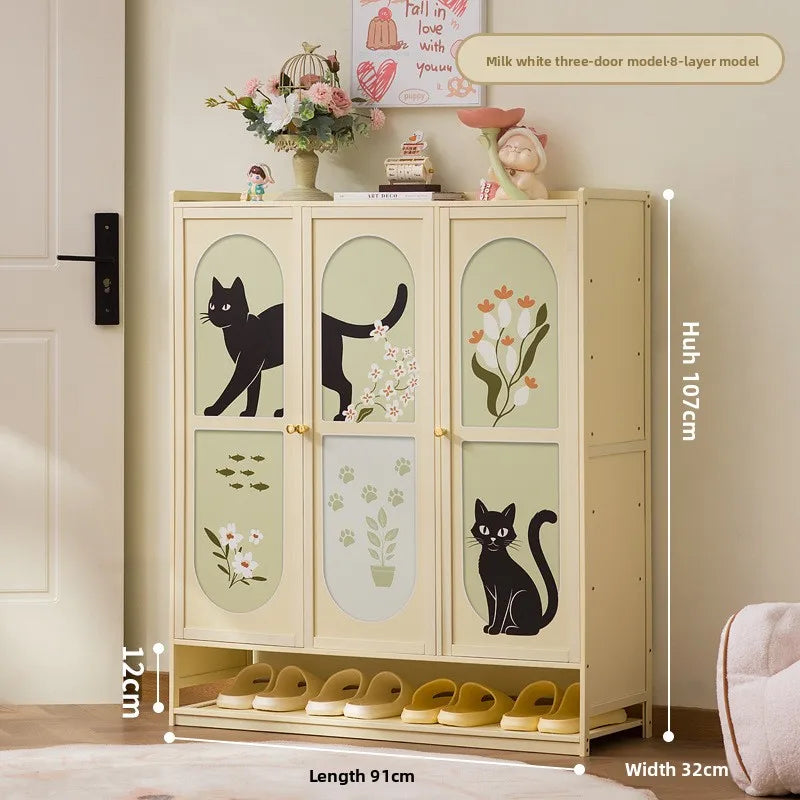 Cat shoe cabinet, multi-layer entry shoe rack at the door of the home, large capacity storage storage cabinet, small narrow Oasis Select Sanmen 8