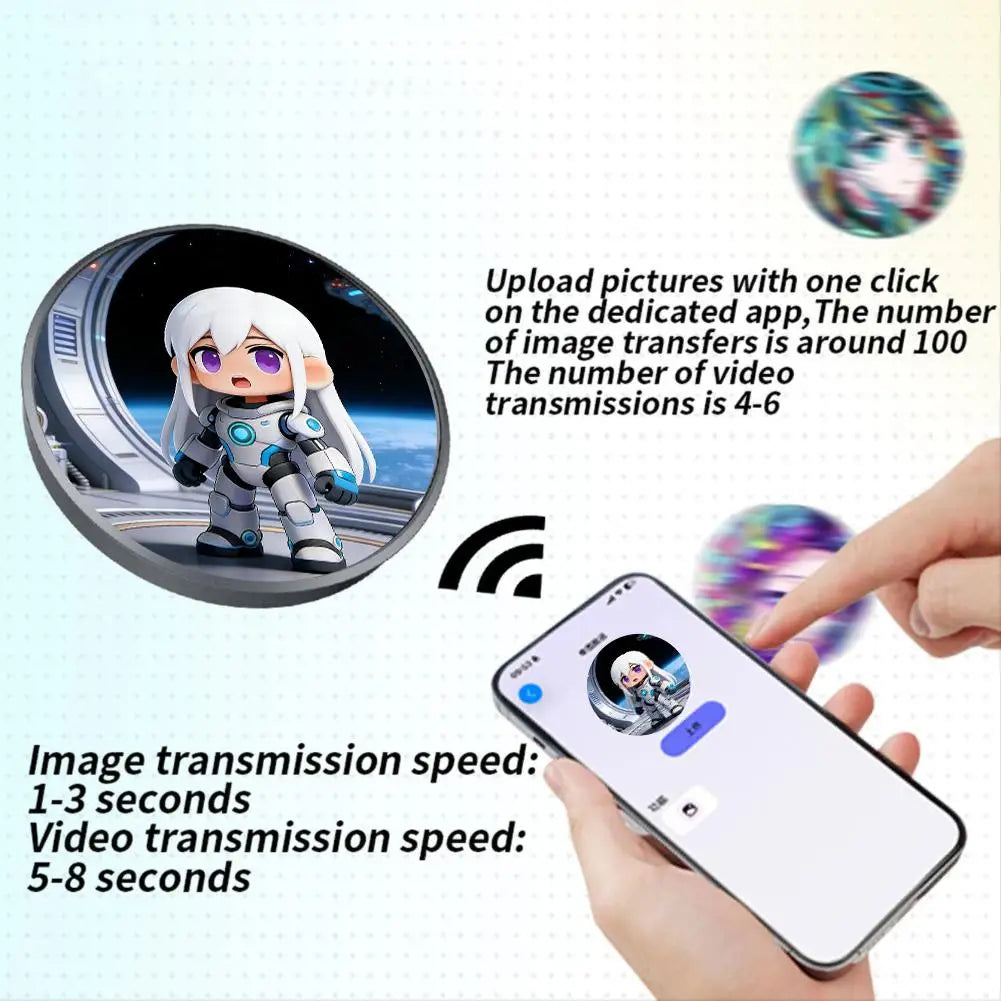 Smart E-Badge 1.5" HD Screen Bluetooth 5.4 Wearable Display Pin