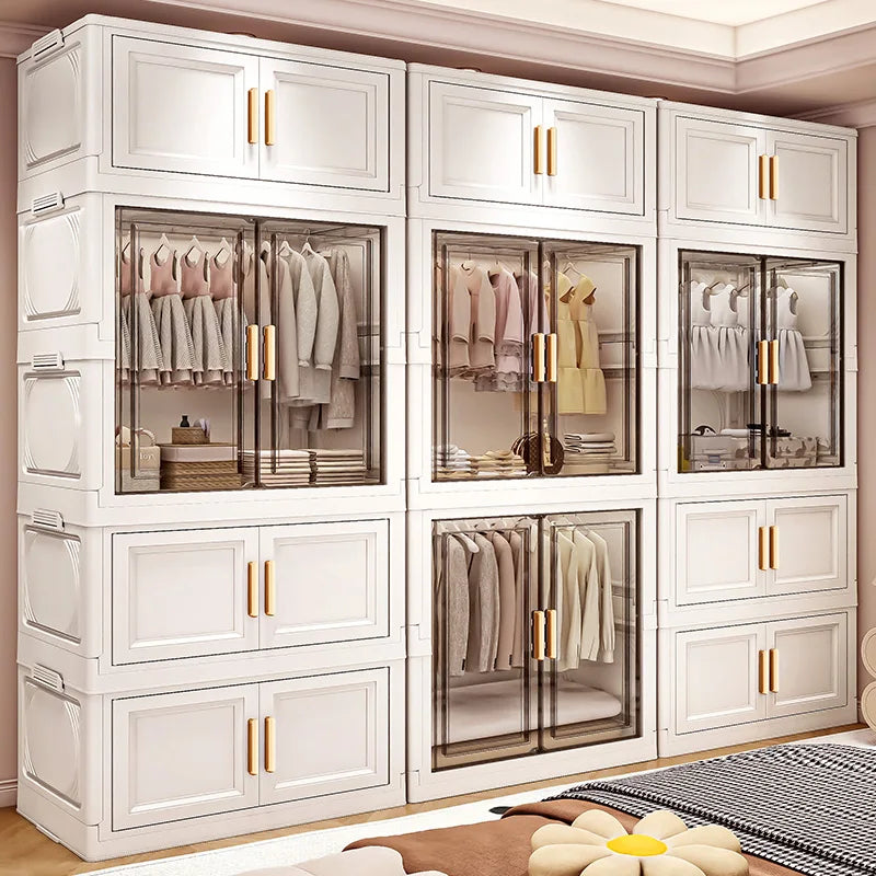 Foldable plastic storage box, simple wardrobe for home bedroom closet toy storage cabinet, no installation required Oasis Select