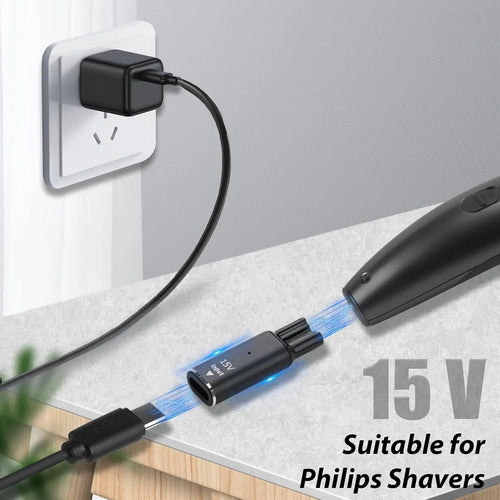 15V Type-C Shaver Adapter for Philips OneBlade HQ8505 QP6510 Shaver Charging Adapter Oasis Select