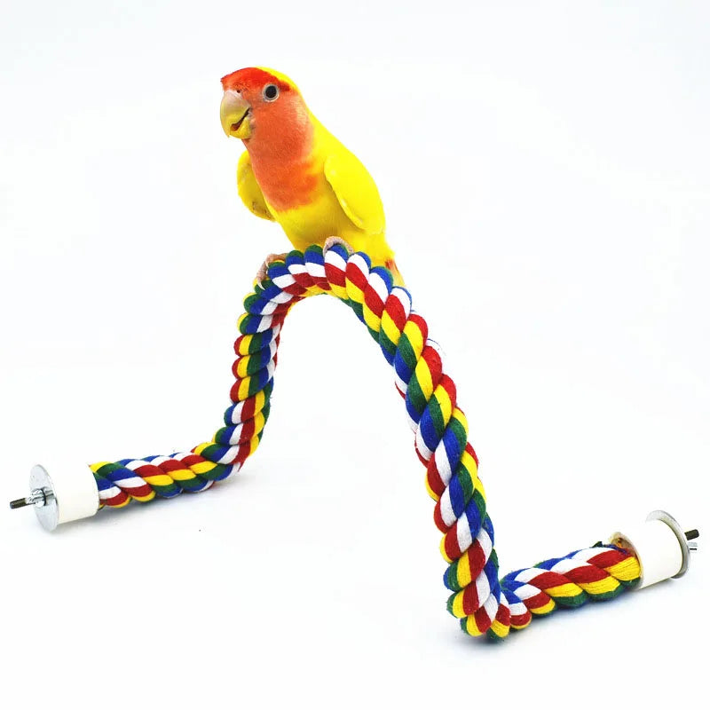 Pet Bird Standing Toys for Parrots Cockatiel Agapornis Parakeet Perch Bird Cages Accessories Bendable Swing Rope Perching Sticks Oasis Select