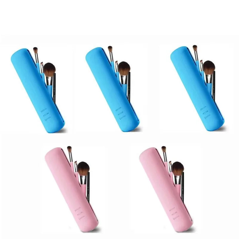 1/5pcs Silicone Brow Pencil Case Makeup Brush Eyeshadow Brush Storage Set Dust-Proof Simple Portable Travel Bag Specific Oasis Select 03-04-5pcs