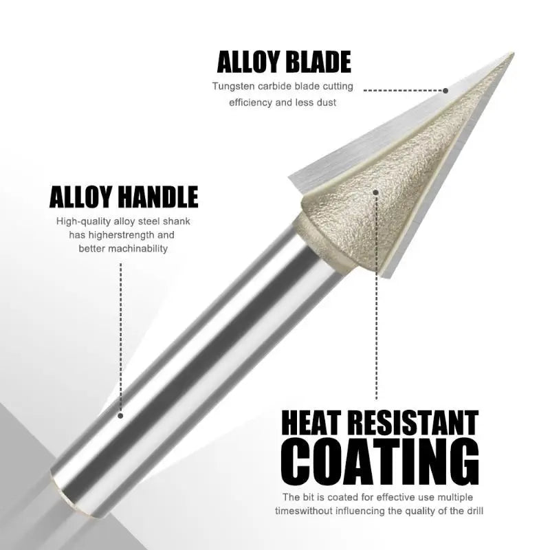 30° V Groove Router Bit 1/4" Shank | Tungsten Steel Wood Carving