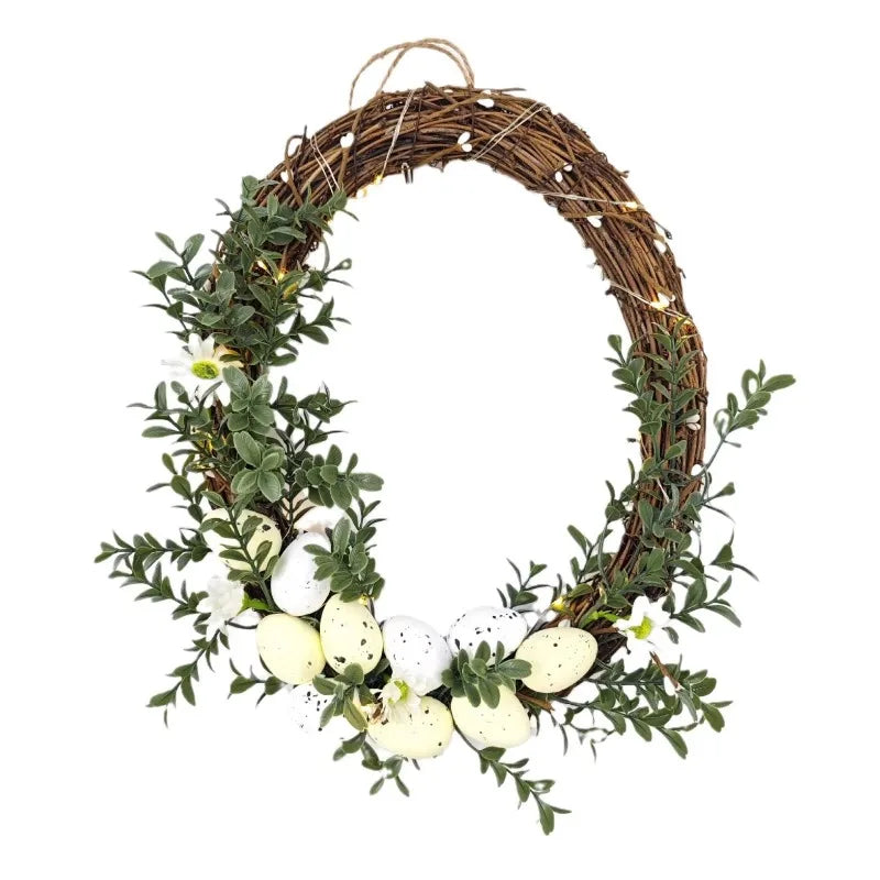 Easter Wreath Simulation Egg Wreath Spring Simulation Flower Wreath Door Hanging Decoration Oasis Select
