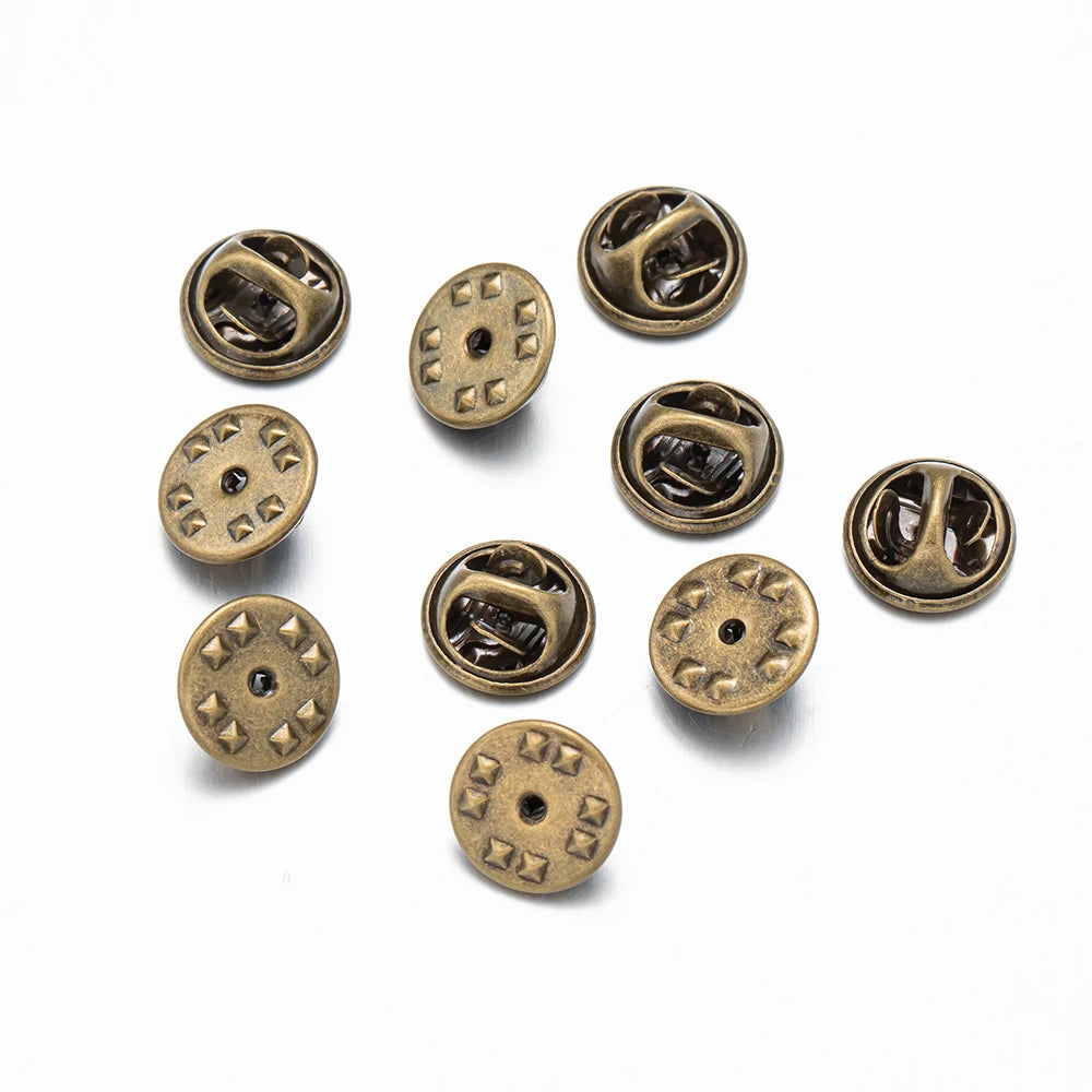 100pcs/Lot Metal Brooch Base Pin Back Squeeze Badge Holder Butterfly Clasp For DIY Handmade Jewelry Making Crafts Accessories Oasis Select Antique Bronze Base
