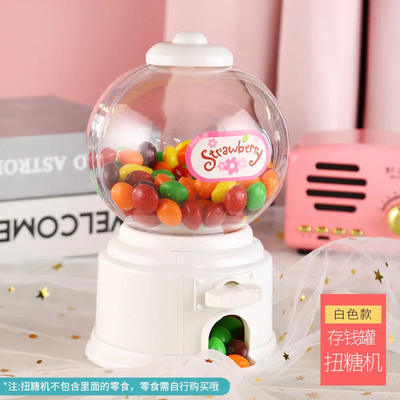 Plastic Candy Machine Cute Candy Dispenser Portable Bank Deposit Box Sweets Machine Nice Gift for Children Home Decor Oasis Select miudanji-white