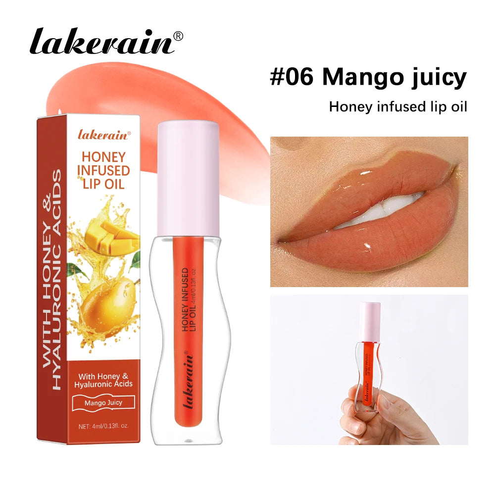 Crystal Fruit Honey Essence Lip Oil Sexy Plump Lip Jelly Strawberry Tinted Lip Liquid Waterproof Moisturize Oil Lipgloss Makeup Oasis Select 06 MANGO JUICY