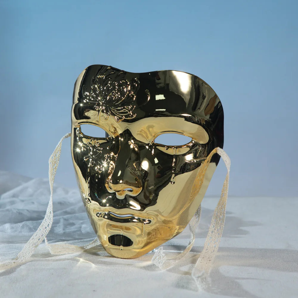 Mask Retro Hand Drawing Fashion Men and Women SameStyle Ancient Style Adult Style Hanfu Props Ball Party Secret Room Accessories Oasis Select Gold