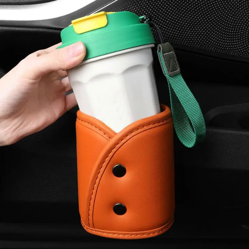 Car Window Cup Holder Leather Drink Storage Box Multi-Functional Automotive Interior Accessories Back Seat Cup Holder Organizer Oasis Select