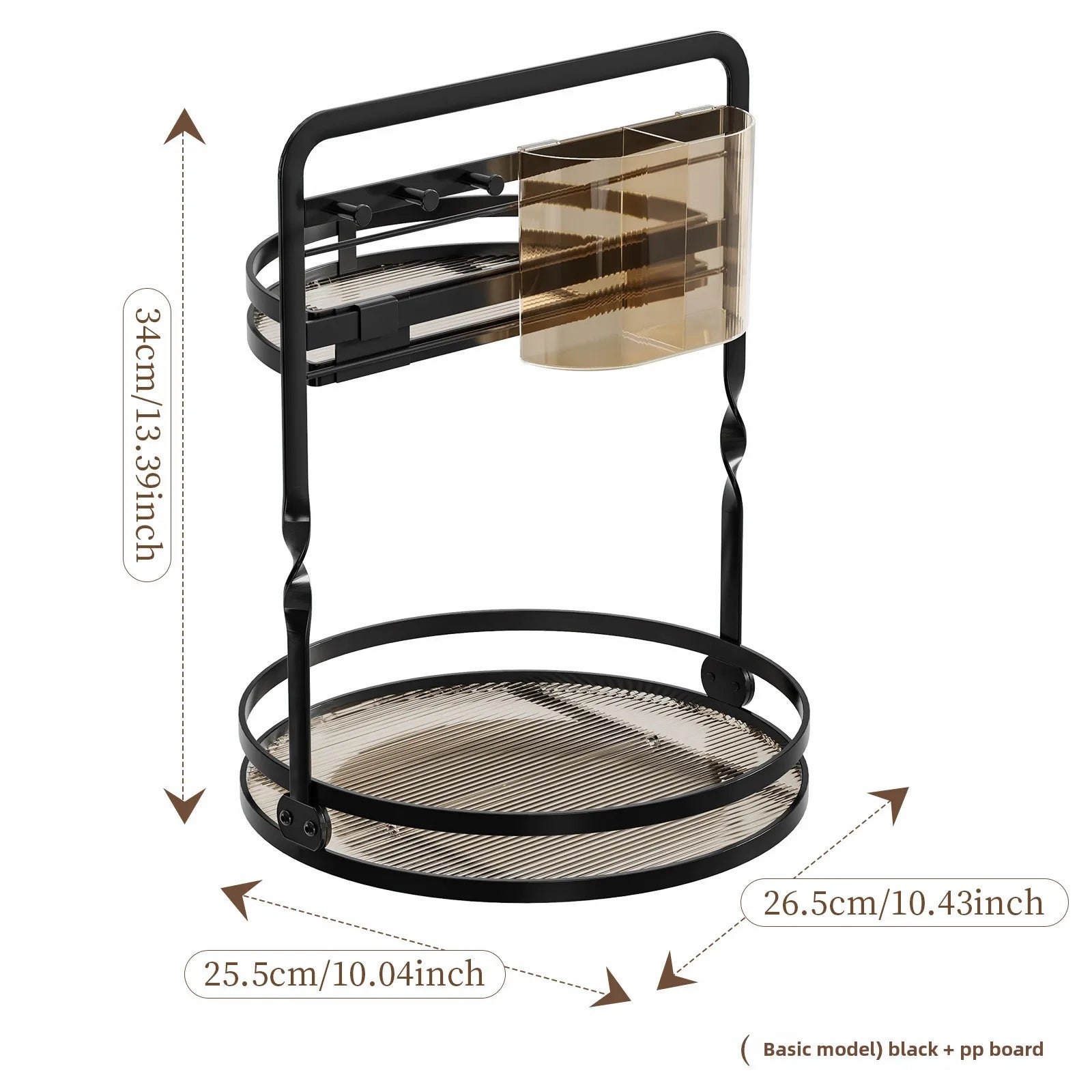 Rotating Cosmetics Storage Rack Dresser Eyeshadow Brush Shelf Premium Sense Desktop Skin Care Products Perfume Finishing Oasis Select Black JC PP