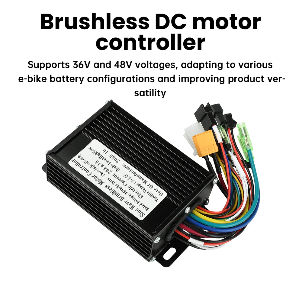 36V/48V 20A Sine Wave Brushless Motor Controller 350W-500W LCD Electric Bicycle Compatible with SM Connectors Protocol Oasis Select