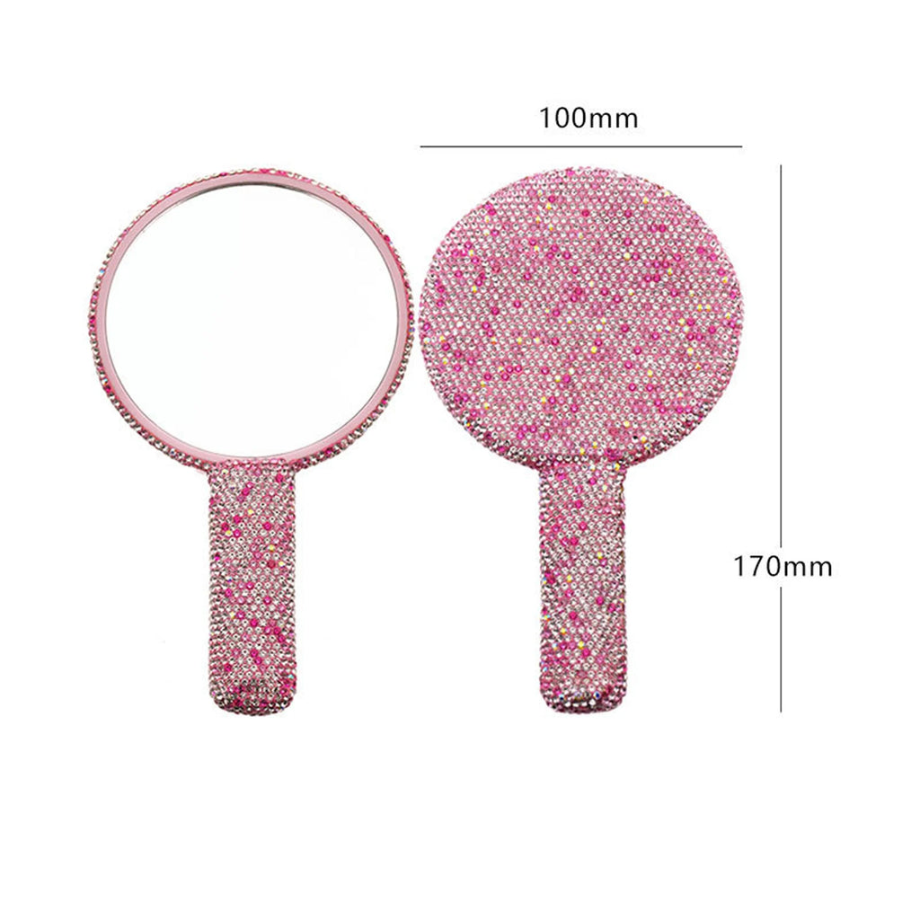 Diamond Rhinestone Handheld Makeup Mirror – Heart Round Square
