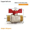 Brass Globe Valve with Butterfly Handle Two-piece 1/4 "3/8" 1/2 "3/4" External Thread, Suitable for Gas, Water, Oil, and Air Oasis Select 1 inch DN25 copper Male thread