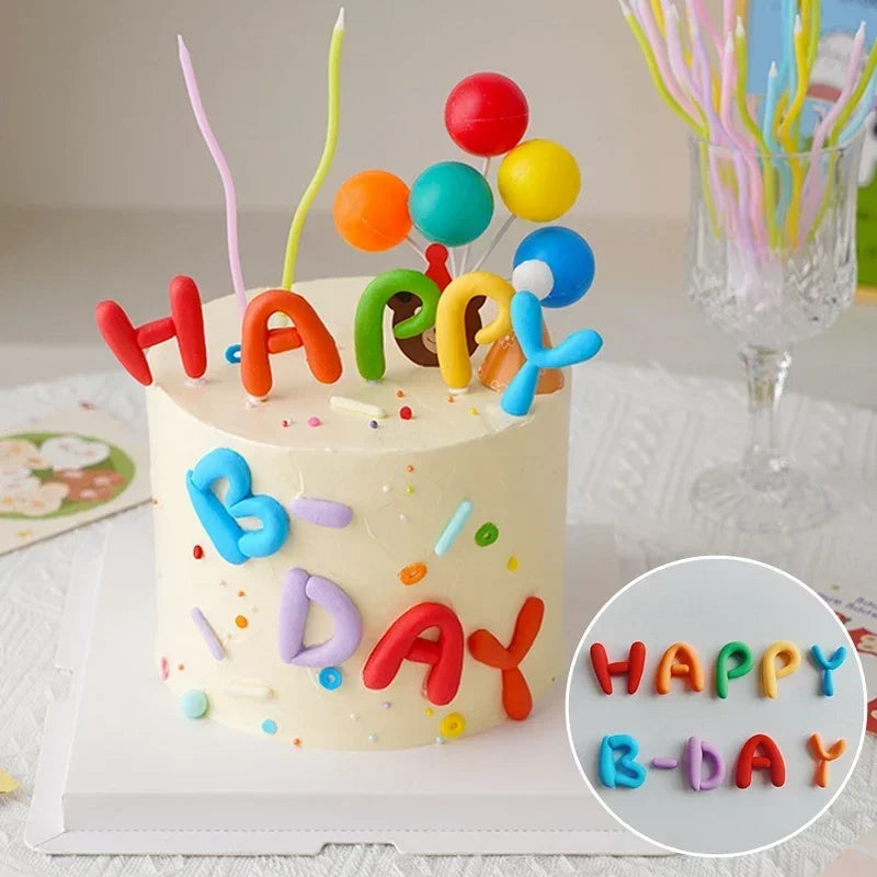 Cake Topper, English Letters Happy Birthday Cake Topper, Ins Colorful Letters Rainbow for Kids 1st Birthday Party Supplies Oasis Select