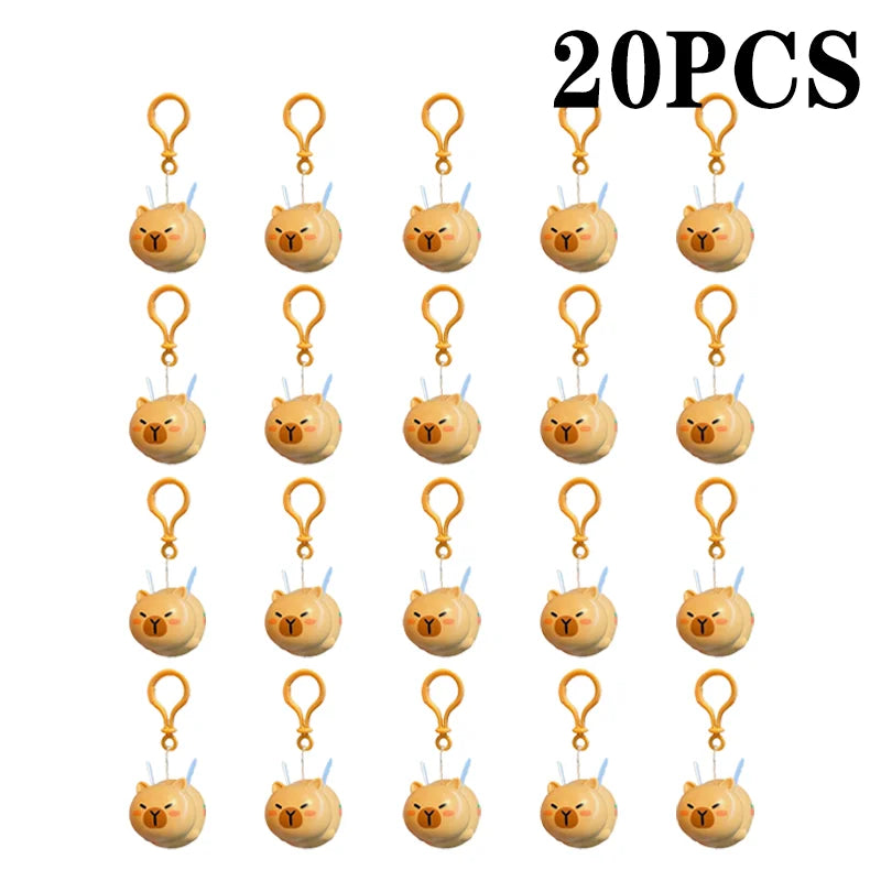 1-20PCS Kapybara Toys Creative Pull String Flying Kapybara Bag Pendant Car Keychain Pendant Decompression Kapybara Doll Keychain Oasis Select Brown-20PCS
