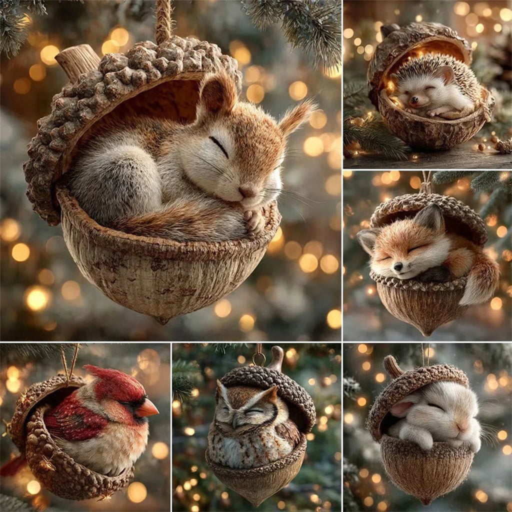 Acrylic 2D Animal Christmas Ornaments | Tree Pendants