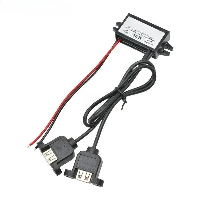 12V24V to 5V 3A Power Supply Module Male Female USB Adapter Mini USB Micro USB Adapter DC-DC Step Down Buck Converter for Car Oasis Select Dual USB A Port 12V24V 5V3A