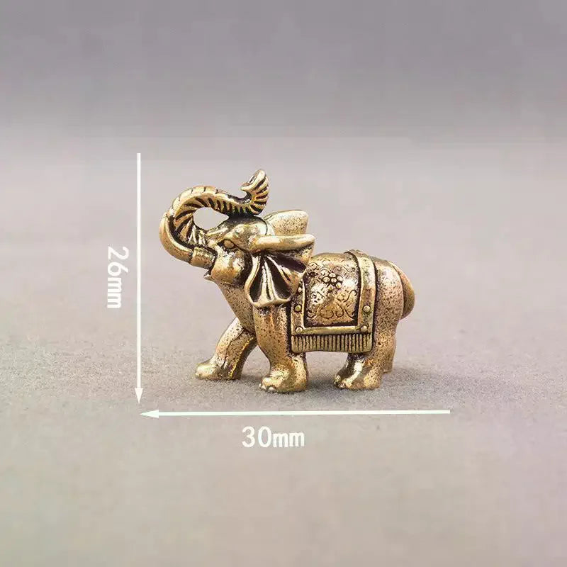Copper Lucky Elephant Small Ornaments, Brass Blessing, Miniature Figurine, Antique Bronze Animal Statue Oasis Select