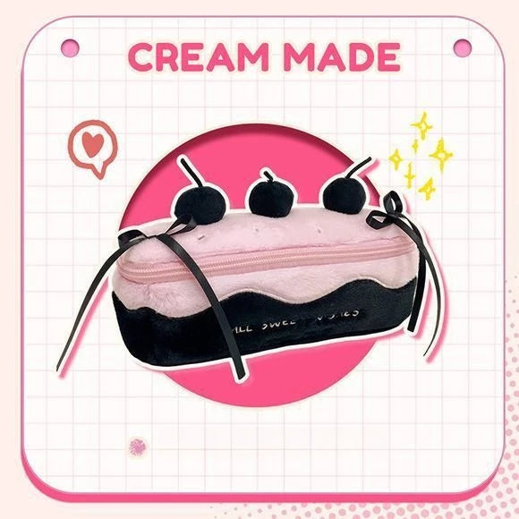 Sweet Plush Cherry Cake Shaped Storage Pouch Large Capacity Stationery Organizer Multifunctional Daily Supply Desktop Ornament Oasis Select C