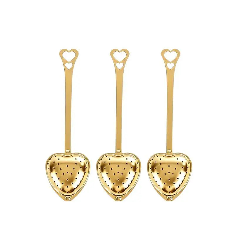 1Pc Heart Shaped Tea Strainer Fine Leakproof Holes Long Handle Portable Filter for Business Trip Loose Leaf Tea Use Oasis Select