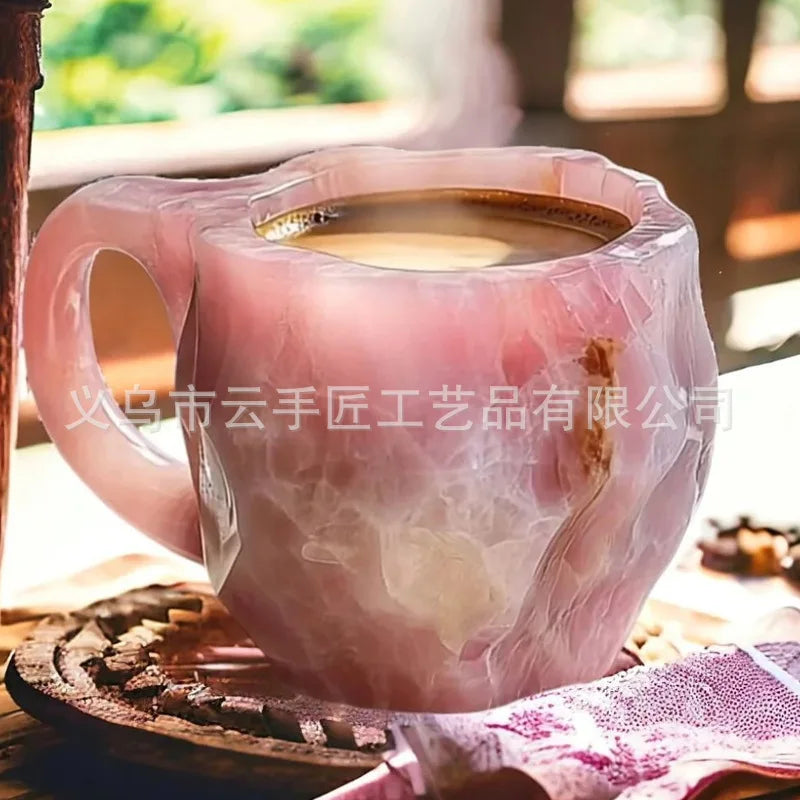 Fashionable Mineral Crystal Coffee Mugs, Imitation Resin Cups for Tea Coffee, Ideal for Christmas Gift Oasis Select Pink