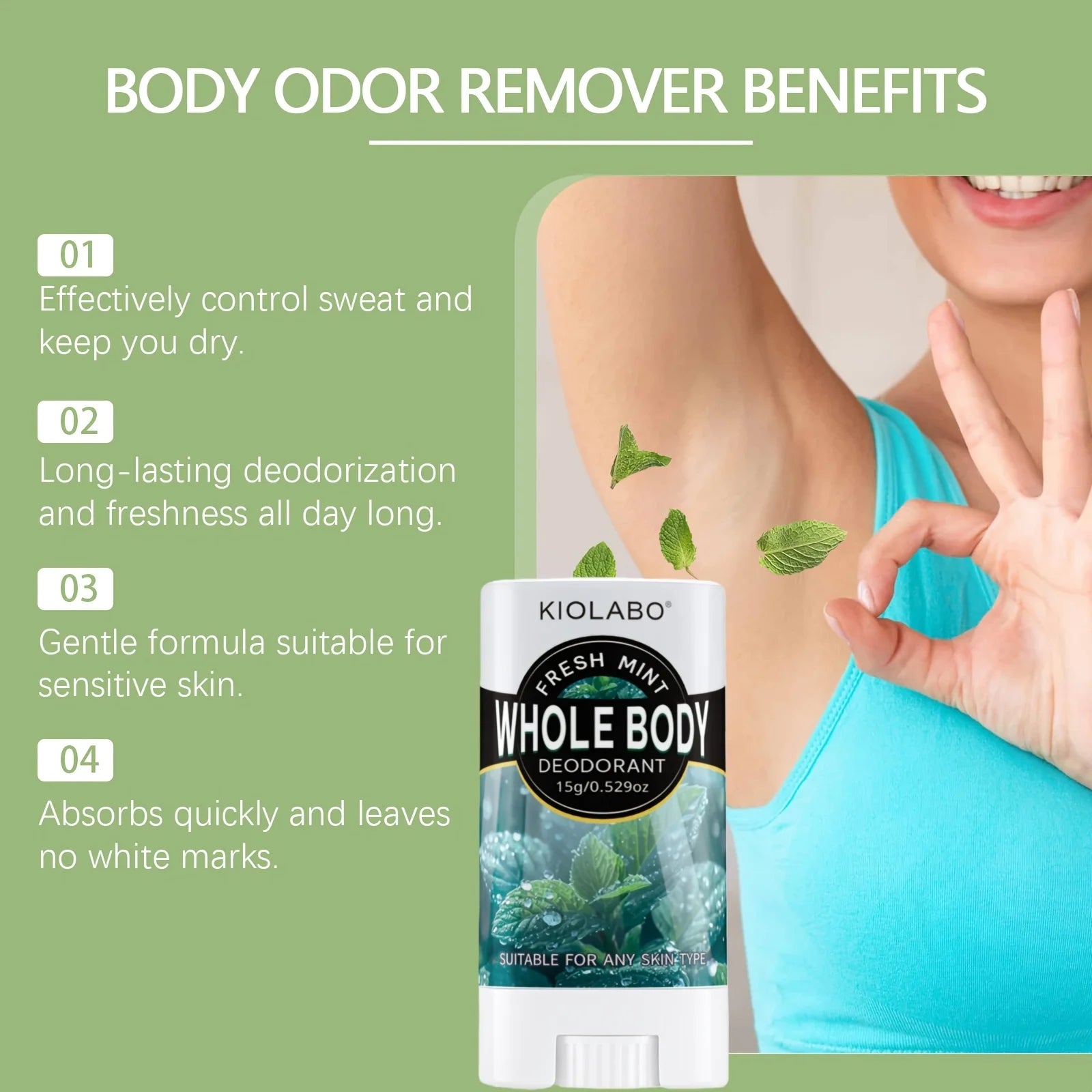15g deodorizing cream, compact and portable, keeps fresh all day long, suitable for armpits/body/private parts, suitable for var Oasis Select