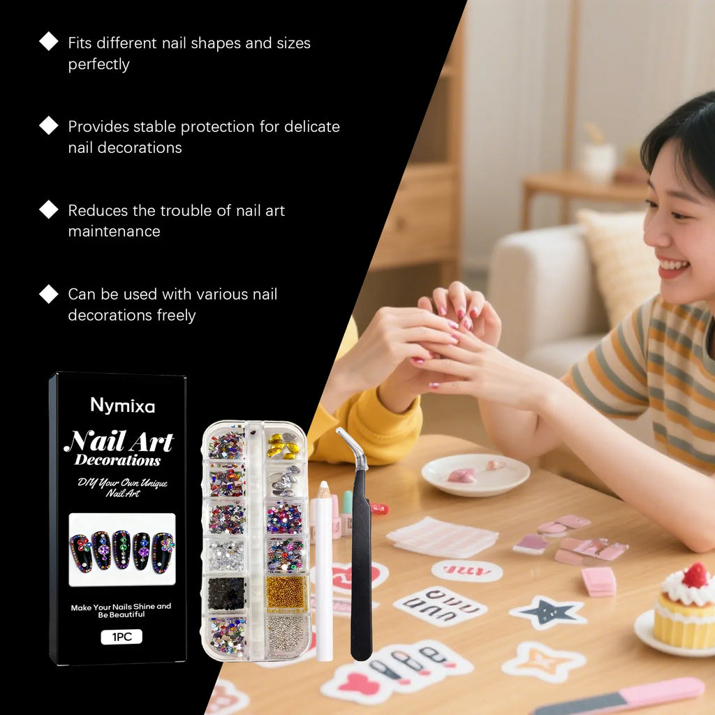 Nymixa 12-Grid Rhinestone & 12-Color DIY Nail Art Kit Nail Art Kit Oasis Select