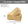 Brass Y-shaped Thickened Filter 2/3/4/6 Points DN8 10 15 20 25 32 40 50 BSP Internal Thread, Used for Water Filter Ball Valve Oasis Select 1.5 inches DN40 Y-strainer