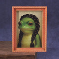 1Pc Mini Wooden Photo Frame Frog Fridge Magnet Funny Green Frog & Haircut Modern Kitchen Decor Refrigerator Ornament Oasis Select I