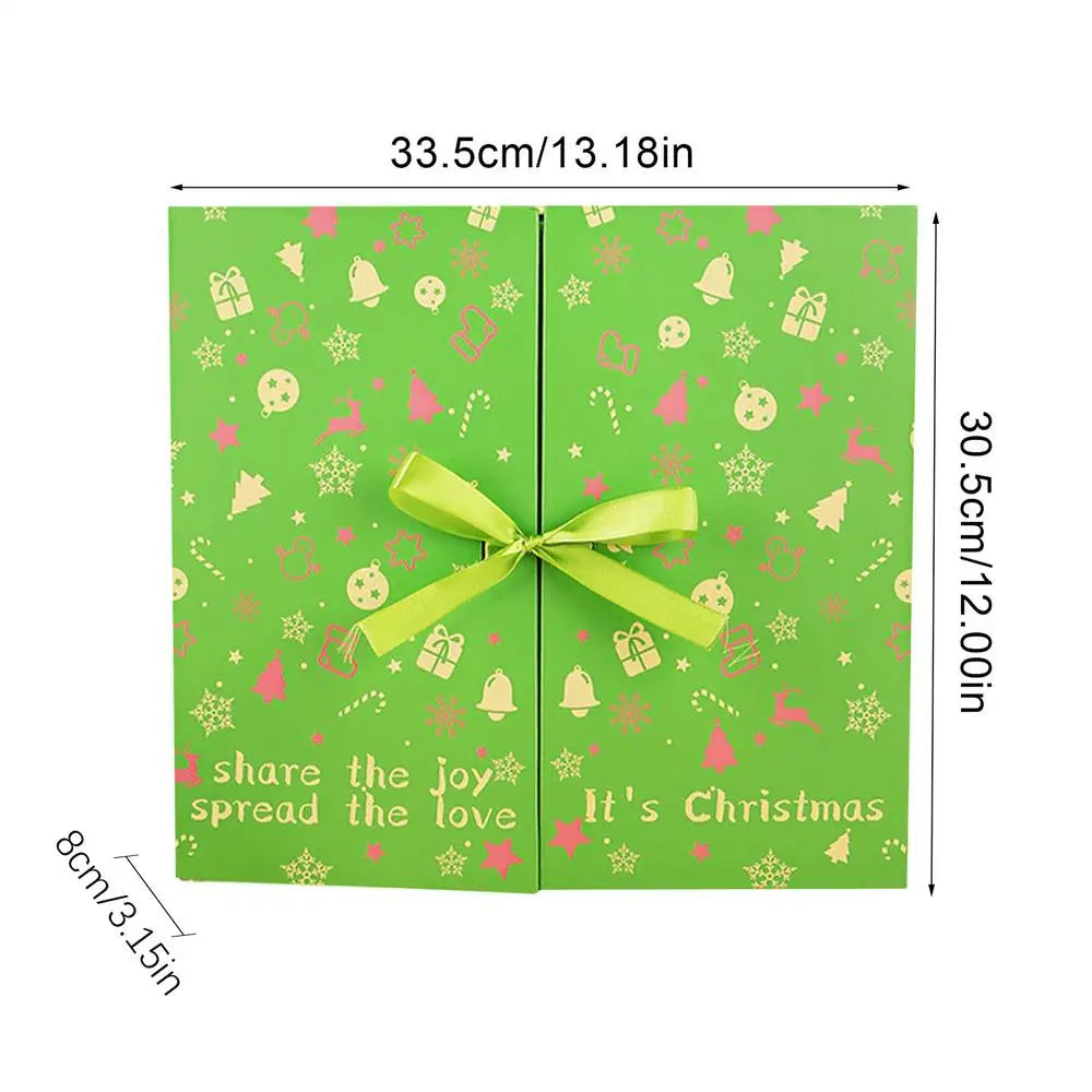 Christmas Advent Box 2025 Countdown Calendar Box to Fill 24-Grid Holiday Case for Festival Birthday Kids Adults Stocking Candy Oasis Select Green 33.5x30.5x8cm