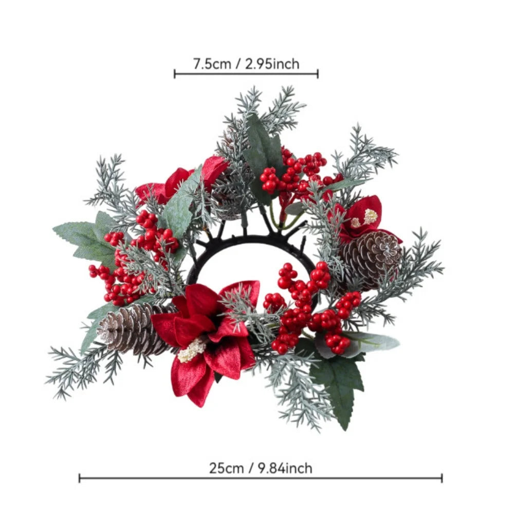 Christmas Candle Rings Table Decoration Christmas Wreath Candle Holder Ring Red Berries Table Centerpieces Candle Wreath Oasis Select Style 2