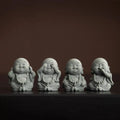 Green Sandstone tea pet Big Belly Maitreya Buddha Laughing Four Little Monks Ornament Desktop Tea play Table Craft Oasis Select Buddhas Maitreya Set