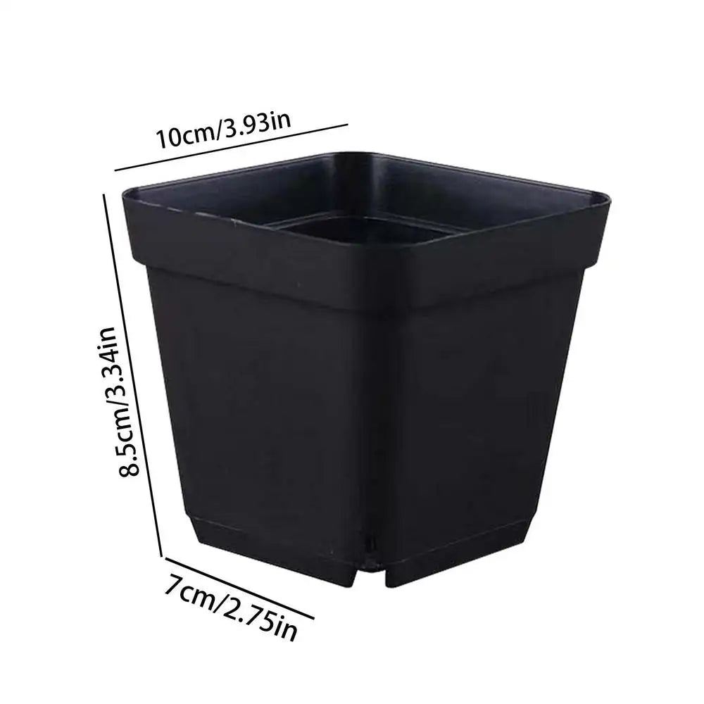 50pcs Starter Pots Plant Nursery Pots Seed Starting Pots Plastic Flower Plant Container Seedling Cups Square Black Seedling Pots Oasis Select 10cm