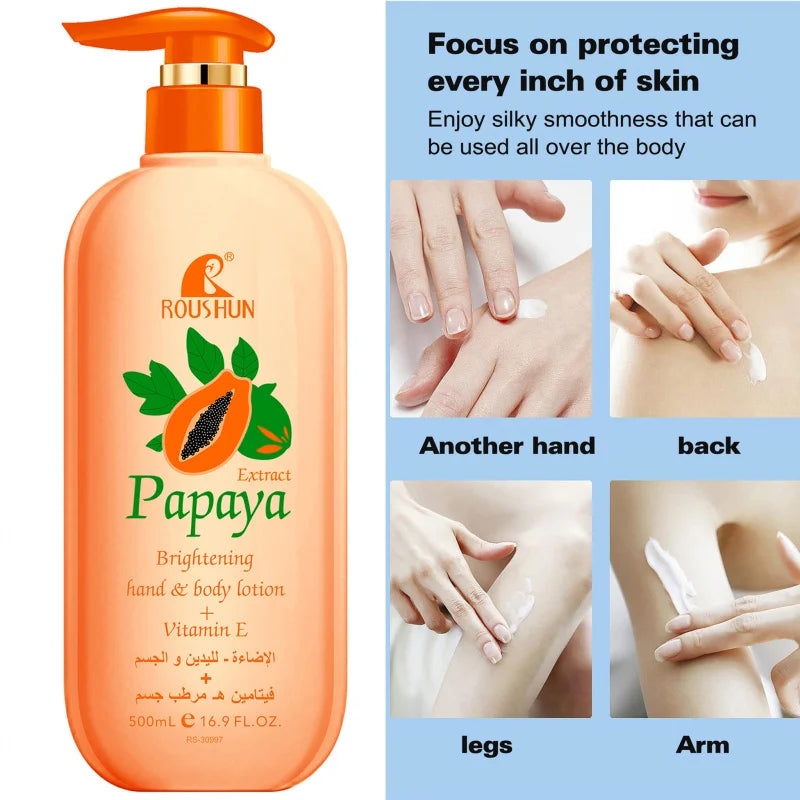 ROUSHUN Papaya Body Lotion 500ml – Moisturizing & Non-Greasy