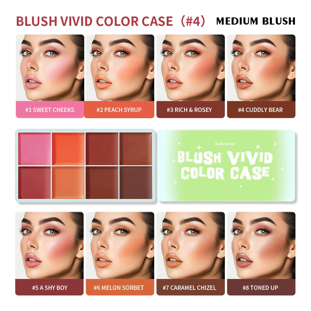 8Colors Cream Highlighter/Brow/Blush Palett Face Brighten Highlighter Blush&Contouring Shimmer Waterproof Makeup Tool Cosmetics Oasis Select blush B