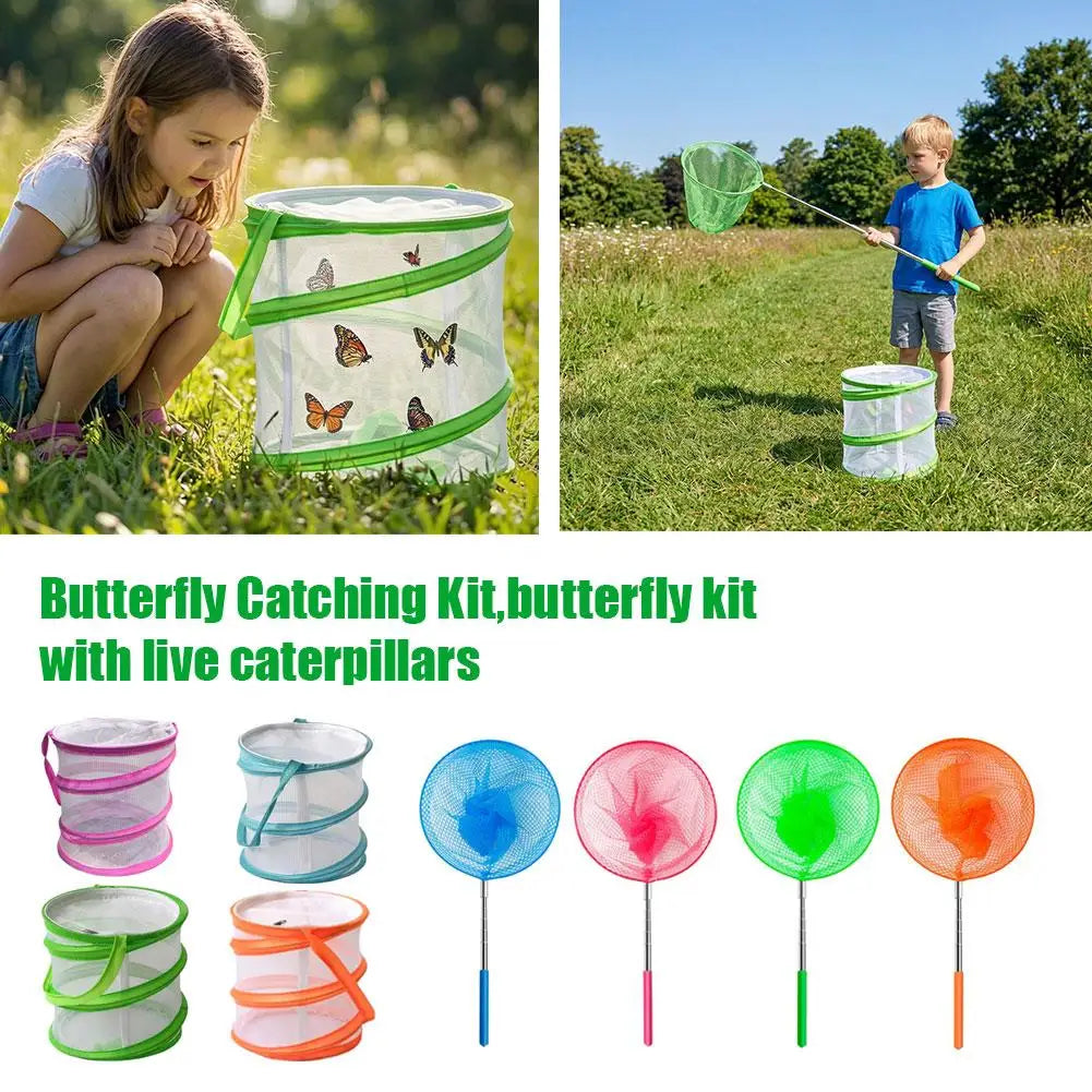 Retractable Insect & Butterfly Net + Observation Cage – Kids