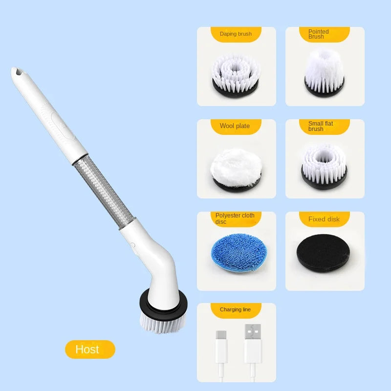 New Style Electric Cleaning Brush 5 in 1 Electric Multi-functional Home USB Automatic Cleaning Brush for Kitchen & Bathroom Oasis Select White 5 heads