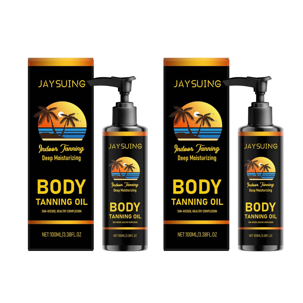 Moisturizing Body Tanning Oil Intensifier Get a Faster Darker Sun Tan Sunless Skin Tanning Oil for Face Body Summer Self Tanner Oasis Select 2 x 100ml Boxed