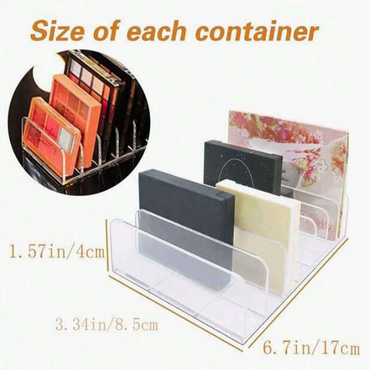 7-Compartment Transparent Makeup Organizer for Eyeshadow Palette and Cosmetics, Vanity Table and Bathroom Countertop Storage Box Oasis Select