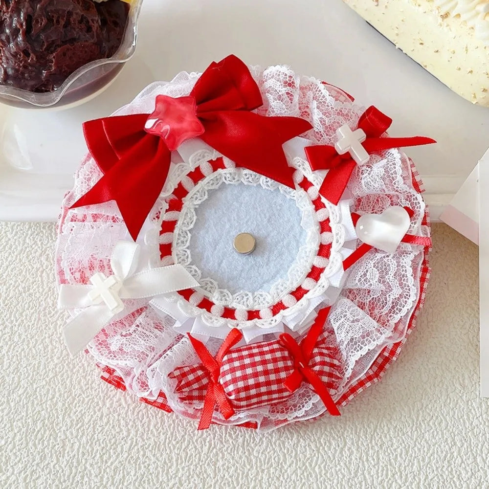 Lace Magnetic Anime Badge Holder Rose Candy Pins Display Base Heart Cross Ornate Ribbon Badge Flower Ita Bag Accessories Oasis Select Style 7