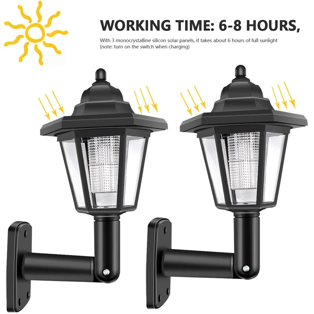 Retro Solar Hexagonal Wall Lantern – IP44 Waterproof Garden Light