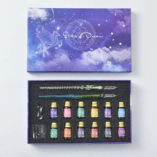 Starry Sky Glass Pen Set Signature Pen Crystal Student Dip Pen Glass Dip Pen Stationery Gift Pen Oasis Select 6