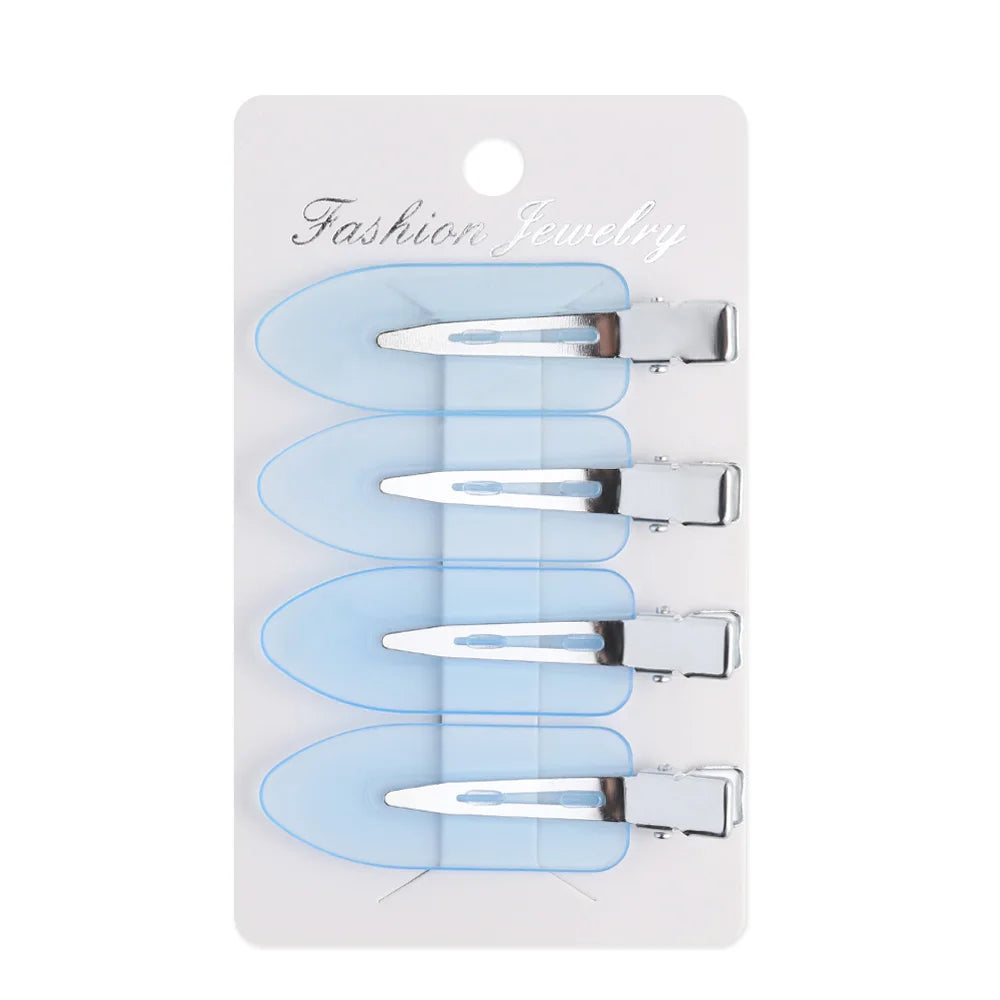 4 Pcs Seamless No Crease Barrettes Makeup Clip No Bend Hair Clip Professional Salon Styling Fixed hairpin Woman Man Hairdressing Oasis Select A23-HL
