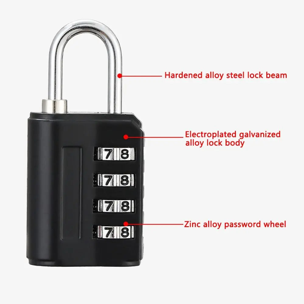 Portable Travel Combination Lock Coded Lock Luggage Padlock 4 Digit Password Lock Dormitory Cabinet Lock Oasis Select