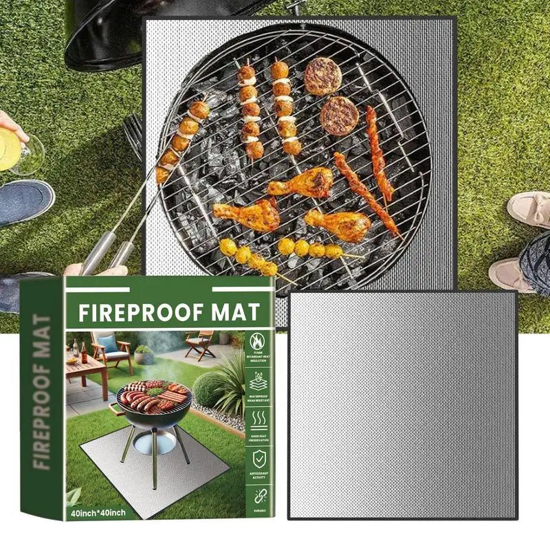 Outdoor BBQ Mat Floor Protector Mat camping Heat Resistant Fireproof Mat Anti-Slip Reusable Oilproof Waterproof Fireplace Mat Oasis Select
