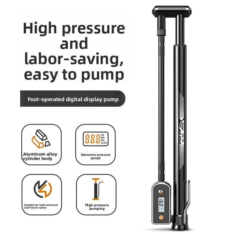 Bicycle hand-operated high-pressure inflator with pressure gauge, portable manual air pump, 160PSI Oasis Select