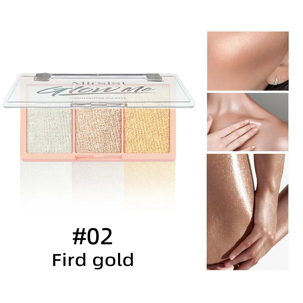 Mirsist Tricolor Shimmer Highlighter & Contour Palette – 12g
